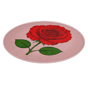 Rote Rose Runde Dekorative Glas Schneidbrett Schneidebrett