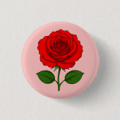 Rote Rose Runde Knopf Button (Vorderseite)