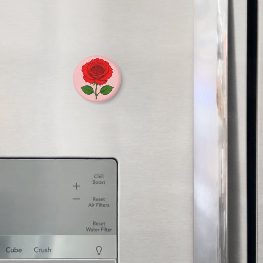 Rote Rose Runde Magnet (In Situ (Kühlschrank))
