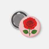 Rote Rose Runde Magnet (Vorderseite/Rückseite)