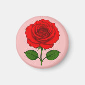 Rote Rose Runde Magnet (Vorne)