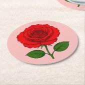 Rote Rose Runde Papier Untersetzer (Angewinkelt)