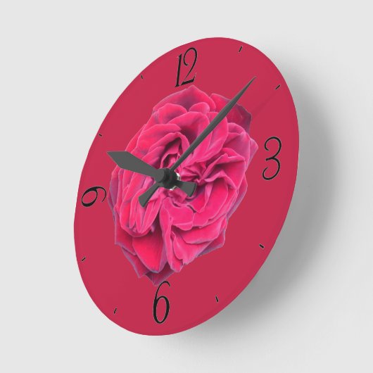 Rote Rose Runde Wanduhr (Winkel)