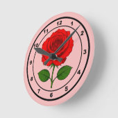 Rote Rose Runde Wanduhr (Winkel)