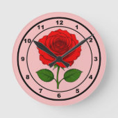 Rote Rose Runde Wanduhr (Vorderseite)