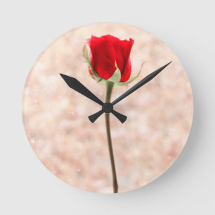 Rote Rose Runde Wanduhr