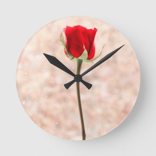 Rote Rose Runde Wanduhr (Vorderseite)