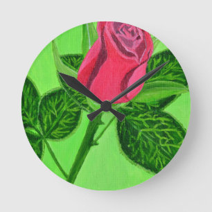 Rote Rose Runde Wanduhr
