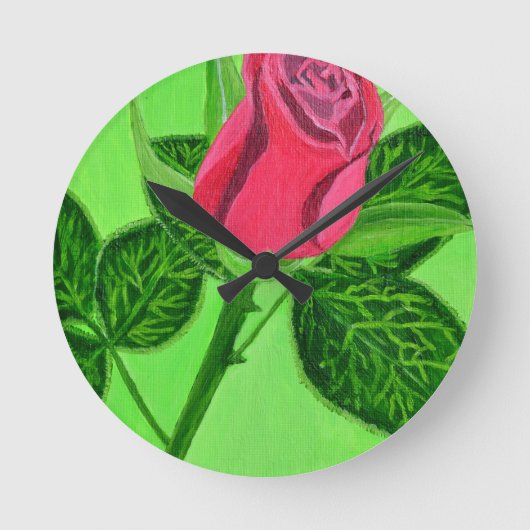 Rote Rose Runde Wanduhr (Vorderseite)
