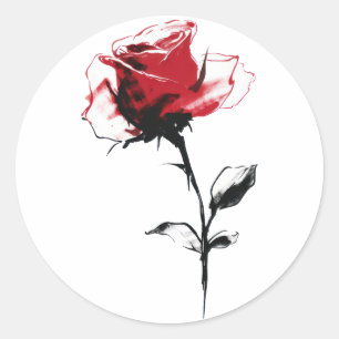 Rote Rose Runder Aufkleber