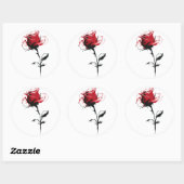 Rote Rose Runder Aufkleber (Blatt)