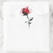 Rote Rose Runder Aufkleber (Tasche)