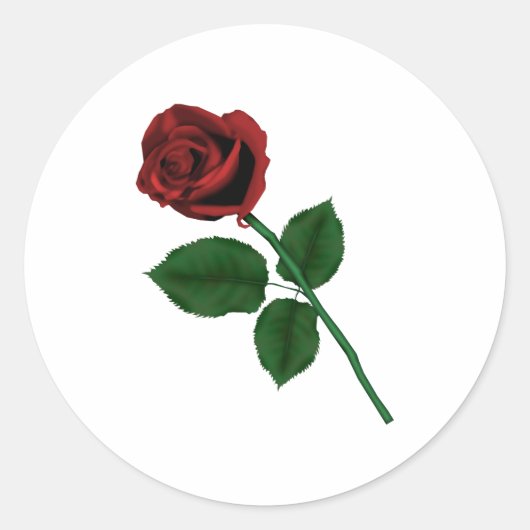 Rote Rose Runder Aufkleber (Vorderseite)