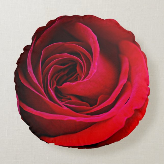 Rote Rose Rundwirbelkissen Rundes Kissen (Vorderseite)