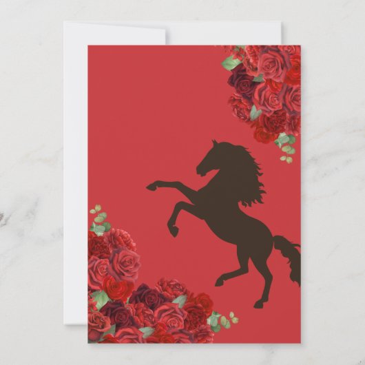 Rote Rose Rustic Elegante Charro Quinceañera Einladung (Rückseite)