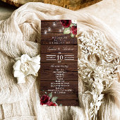 Rote Rose Rustic Wood Hochzeitsprogramme Programm