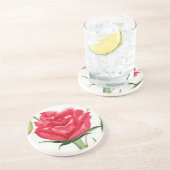 Rote Rose Sandstein Untersetzer (Seite)