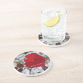 Rote Rose Sandstein Untersetzer (Seite)