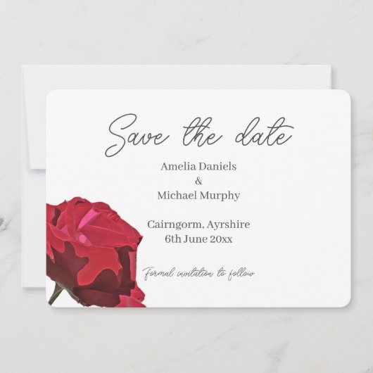 Rote Rose Save The Date (Vorderseite)