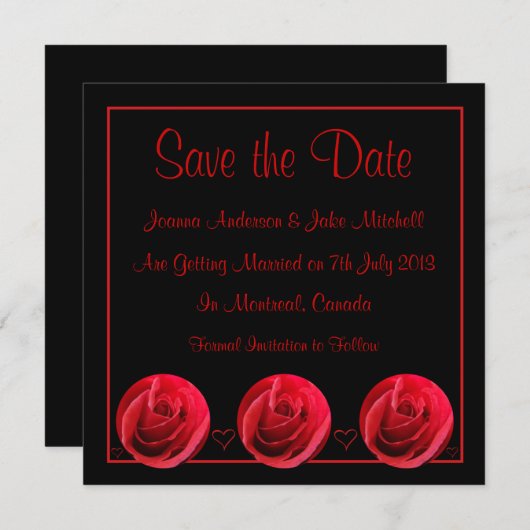 Rote Rose Save the Date Einladung (Vorne/Hinten)