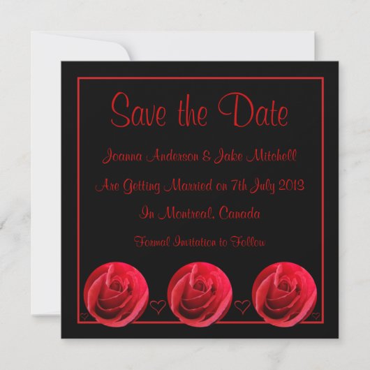 Rote Rose Save the Date Einladung (Vorderseite)