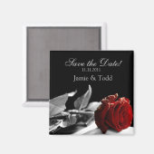 Rote Rose Save the Date Magnet (Vorderseite/Rückseite)