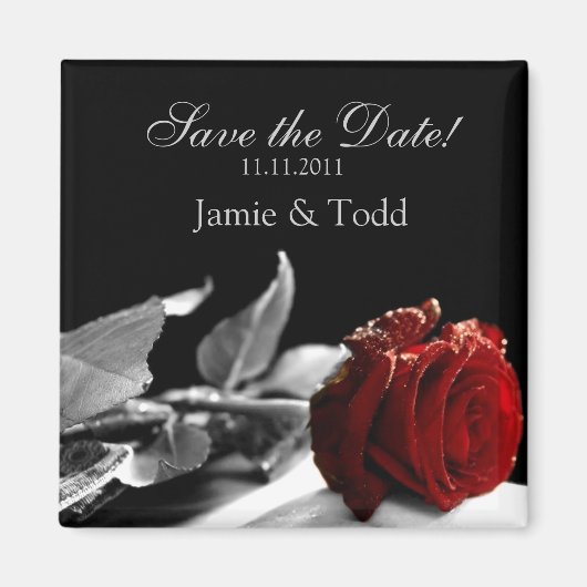 Rote Rose Save the Date Magnet (Vorne)