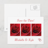 Rote Rose Save the Date Postkarte (Vorne/Hinten)