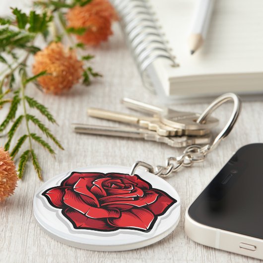 Rote Rose Schlüsselanhänger