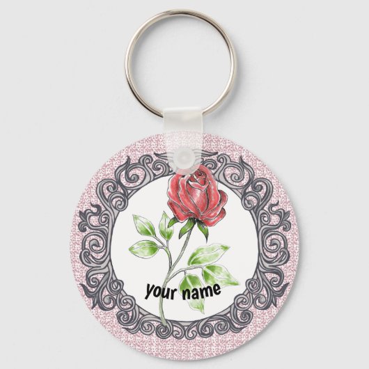 Rote Rose Schlüsselanhänger (Vorderseite)