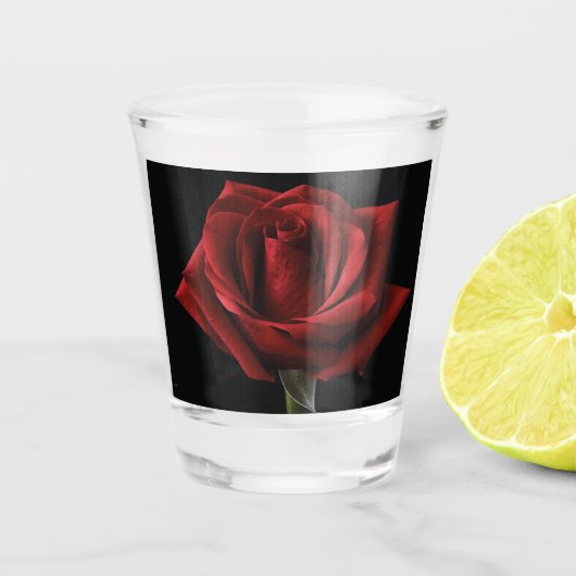 Rote Rose Schnapsglas (Vorderseite)