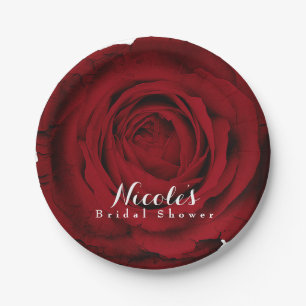 Rote Rose Schöne Blumen Elegantes Party Pappteller