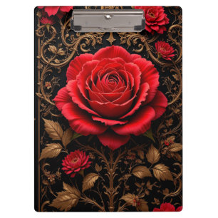 🌹 Rote Rose Schreibtafel für Büro und Geschenk 🌹 Klemmbrett