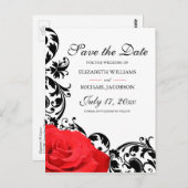 Rote Rose Schwarz Geblüht Hochzeit speichern Sie d Postkarte (Vorne/Hinten)