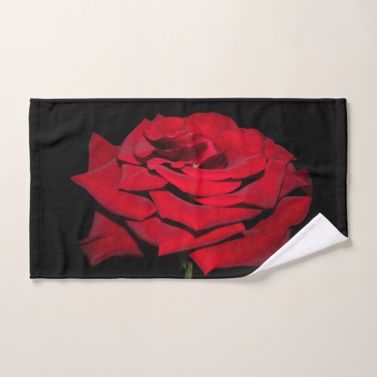 Rote Rose - Schwarz Handtuch (Handtuch)