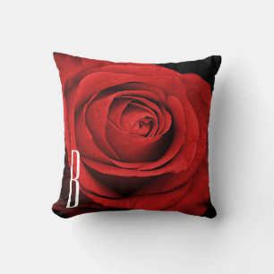 Rote Rose Schwarz (Jede Farbe) Rustikaler Glamour Kissen
