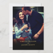 Rote Rose Schwarz mit Foto Hochzeit Einladung (Rückseite)