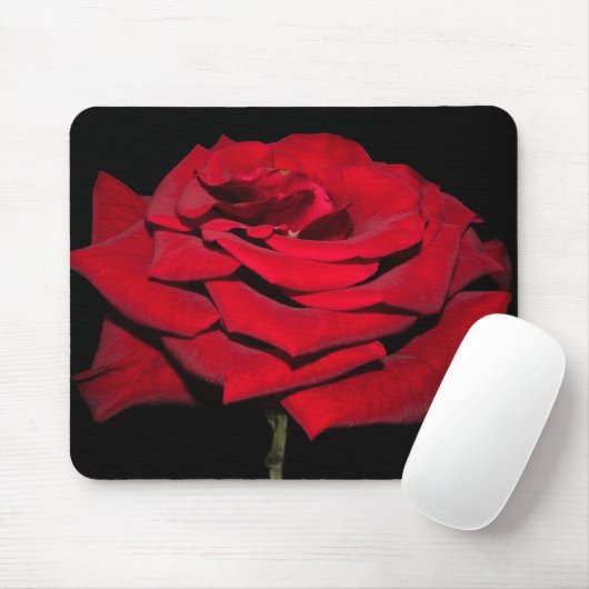 Rote Rose - Schwarz Mousepad (Mit Mouse)