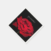 Rote Rose - Schwarz Serviette (Ecke)