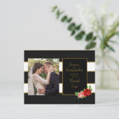 Rote Rose, Schwarz, Weiß und Gold Streifen - Viele Postkarte (Stehend Vorderseite)