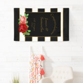 Rote Rose, Schwarz, Weiß und Goldstreifen - Banner (Insitu)