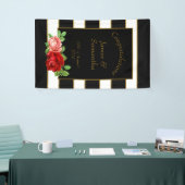 Rote Rose, Schwarz, Weiß und Goldstreifen - Banner (Messeveranstaltung)