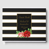 Rote Rose, Schwarz, Weiß und Goldstreifen - Gästebuch (Vorderseite)