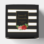 Rote Rose, Schwarz, Weiß und Goldstreifen - Geschenkschachtel (Oben)