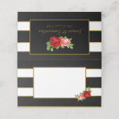 Rote Rose, Schwarz, Weiß und Goldstreifen - Platzkarte (Außenseite Aufgefaltet)