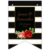 Rote Rose, Schwarzes, Weiß u. Goldstreifen - Wimpelkette (Dritte Fahne)