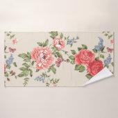 ROTE ROSE SEAMLESS PATTER MIT BLUE BELLSpattern,f Badehandtuch (Badehandtuch)