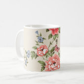ROTE ROSE SEAMLESS PATTER MIT BLUE BELLSpattern,f Kaffeetasse (Vorderseite Links)