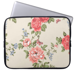 ROTE ROSE SEAMLESS PATTER MIT BLUE BELLSpattern,f Laptopschutzhülle