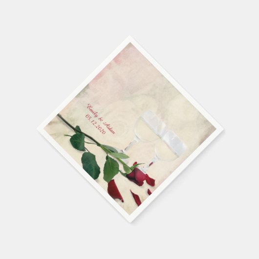 rote Rose Serviette (Ecke)